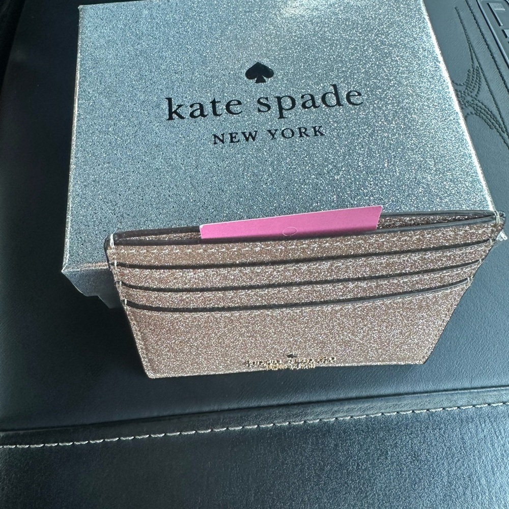 Brand New Women's Kate Spade Sparkling Card Holder in Rose Gold
